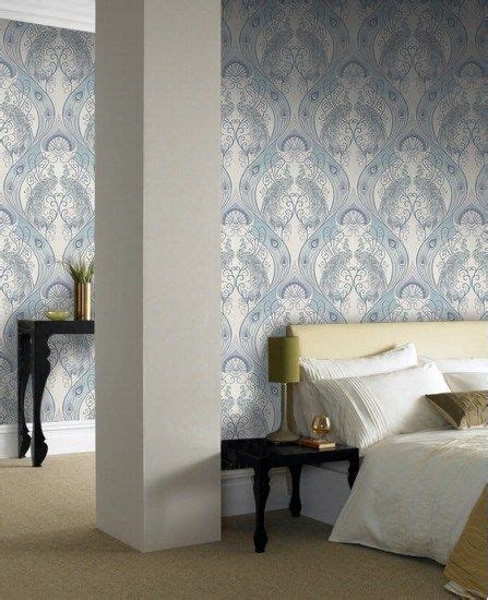 Pendleton Blue Damask Wallpaper Contemporary Wall Coverings By Graham
