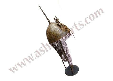 Indian Khula Khud Helmet With Chiselled Steel Decoration And Gold