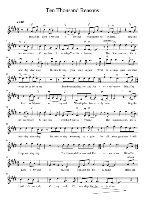 Ten Thousand Reasons Sheet Music For Violin Download Free In Pdf Or Midi