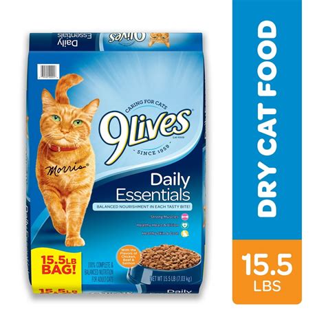 9lives Daily Essentials Dry Cat Food With Chicken Beef And Salmon Flavors 155 Lb Bag Walmart