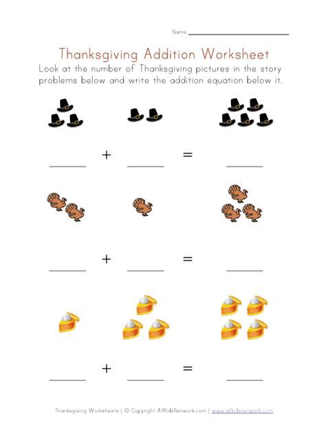 Printable Thanksgiving Math Worksheet