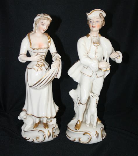 Antique Porcelain Figures 18th Century Colonial Man And Woman Figurine