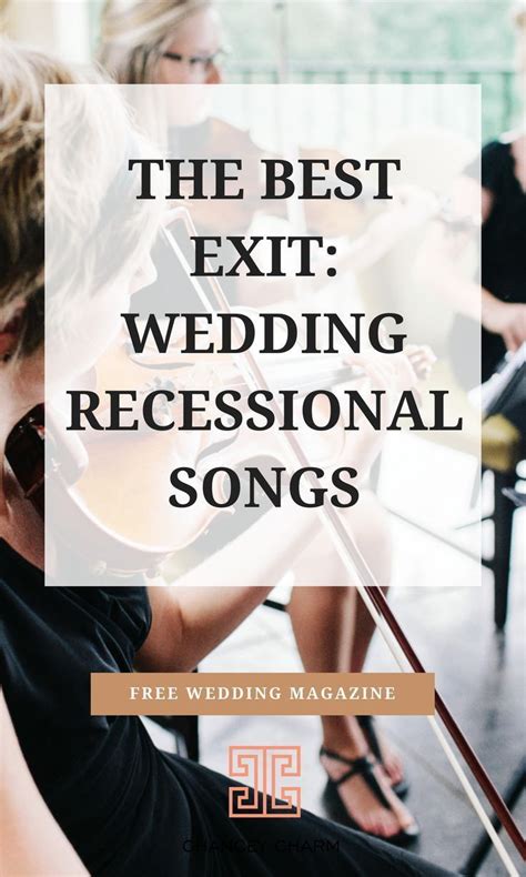 So where does your wedding song sit in the top 100 wedding songs for 2019? The Best Exit: Wedding Recessional Songs. Here are a few ...