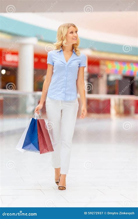 Beautiful Girl Shopping In A Mall Stock Image Image Of Cheerful Rest 59272937