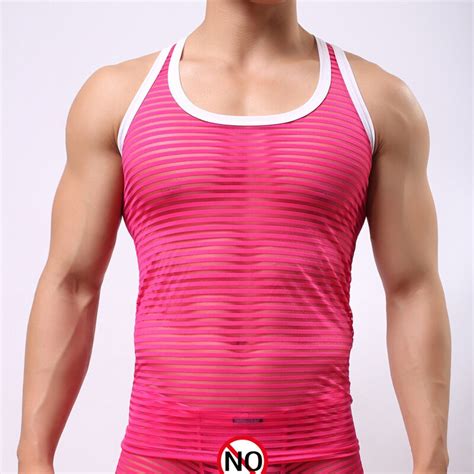 Jjsox Gay Men Sexy Fun Breathable Striped Tank Tops Undershirts