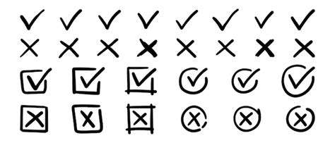 señales de garrapatas y cruces marque los iconos ok y x vector premium