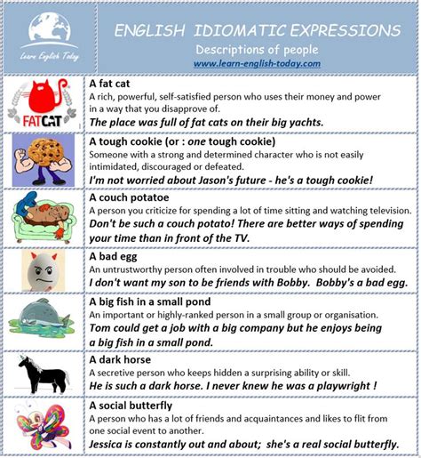 Idiomatic Expressions Describing People Idiomatic Expressions
