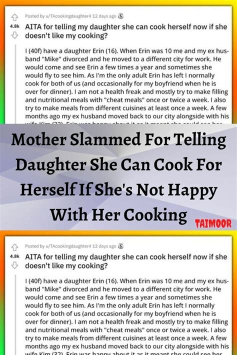 Mother Slammed For Telling Daughter She Can Cook For Herself If She S Not Happy With Her Cooking