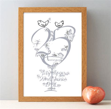 25th Silver Wedding Anniversary Personalised T Print By Wetpaint