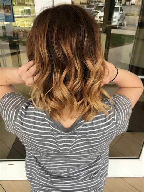 Dark brown to golden blonde ombré done by katie s Aveda color Mommy