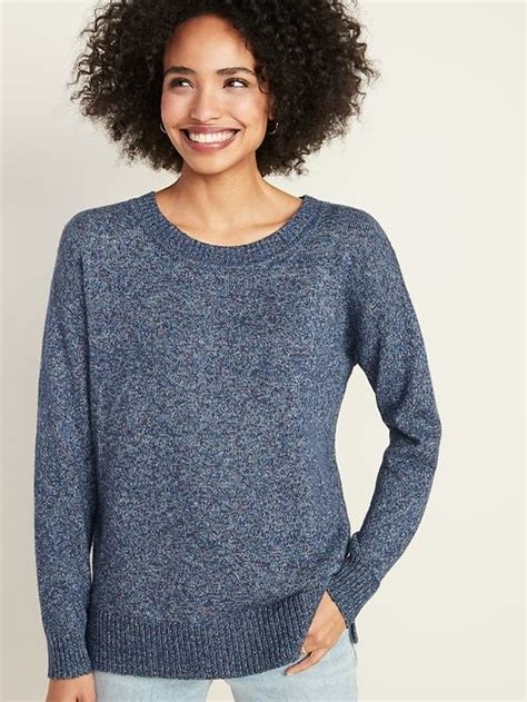 Marled Drop Shoulder Crew Neck Sweater For Women Old Navy Sweaters