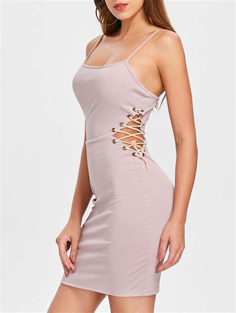 48 OFF Bodycon Side Lace Up Dress Rosegal