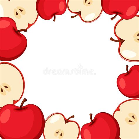 Border Template With Red Apples Stock Vector Illustration Of Empty