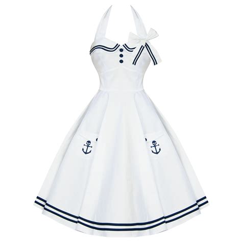 Hell Bunny Motley New White Vtg 50s Retro Nautical Sailor Rockabilly