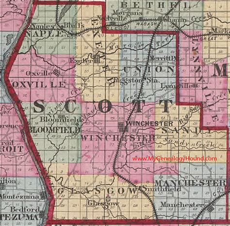Scott County Illinois 1870 Map Winchester