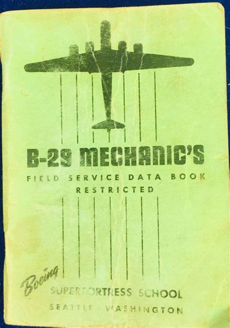 Original Boeing B 29 Superfortress School Seattle Mechanics Manual Wwii