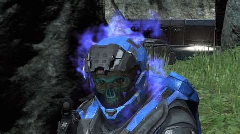 Haunted Helmet With Crazy Armor Effect Armor Halo 4 Blue Flames