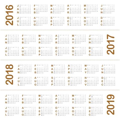 Simple Calendar Template For 2017 To 2021 — Stock Vector © Dolphfynlow