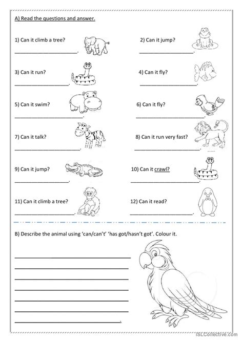 Animals Can English Esl Worksheets Pdf And Doc