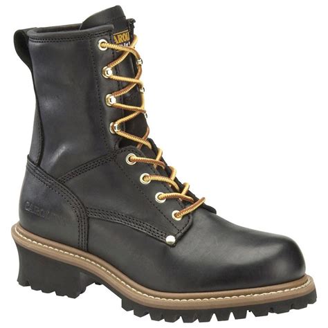 Mens Carolina® 8 Steel Toe Logger Boots Black 227376 Work Boots