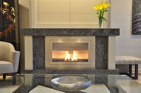 Linear Modern Stainless Steel Hearth Cabinet Ventless Fireplace Private Residenc Ventless