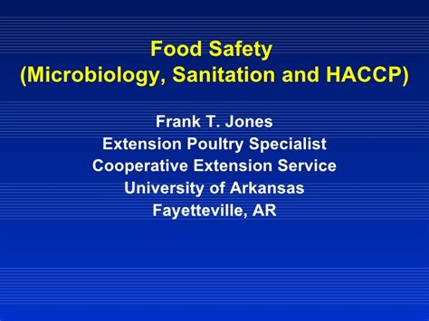 Food Safety Microbiology Sanitation And HACCP University Of Arkansas Fayetteville Montana