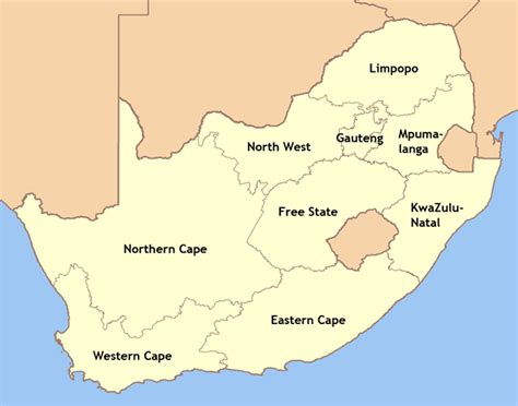Road Map Of South Africa Provinces World Map