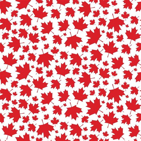 Seamless Pattern Background With Maple Leaf Icon From National Flag Of Canada Vector Backdrop