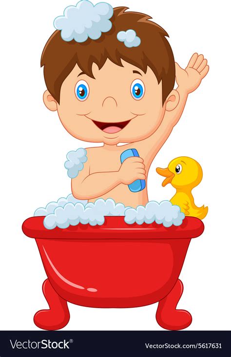 Cartoon Child Taking A Bath Royalty Free Vector Image