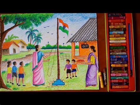 Indian Flag Hoisting Drawing