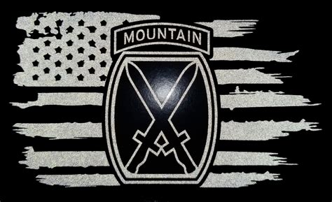 Reflective American Flag 10th Mountain Division Us Army Usa Etsy