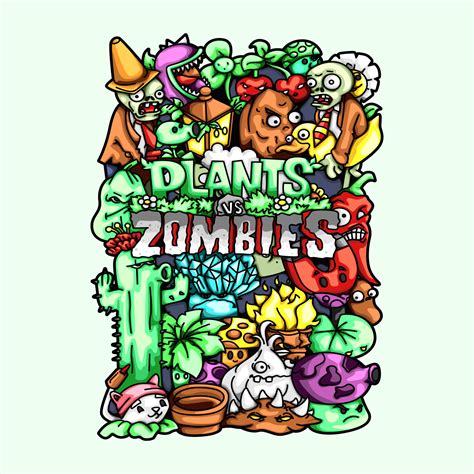 Plants Vs Zombies Doodle Vector Element Design Illustrations 13187479