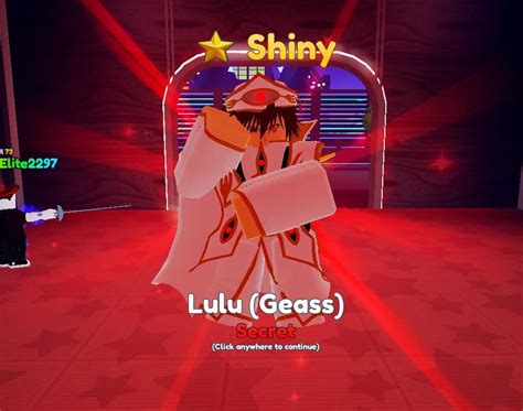 Roblox Anime Adventures Shiny Lulu Lelouch Evo Clean