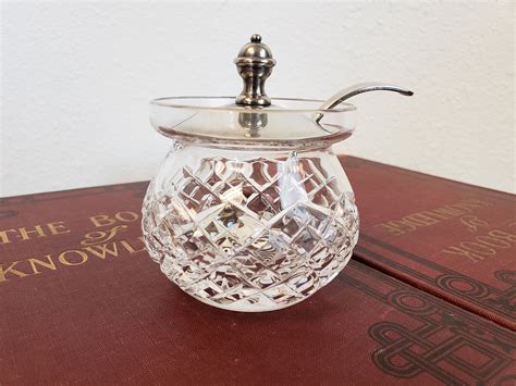 Stuart Crystal Jam Condiment Jar With Lid And Spoon Pot Belly Etsy