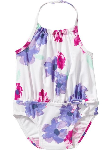 Old Navy Floral Halter Swimsuits For Baby Size 18 24 M Blue Floral