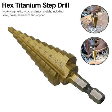 4 22mm Hss Titanium Coated Step Cone Drill Bit High Speed Steel Hex Step Drill Bits Hole Cutter