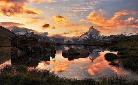 Landscape Photography Nature Lake Sunset Mountains Sky Clouds