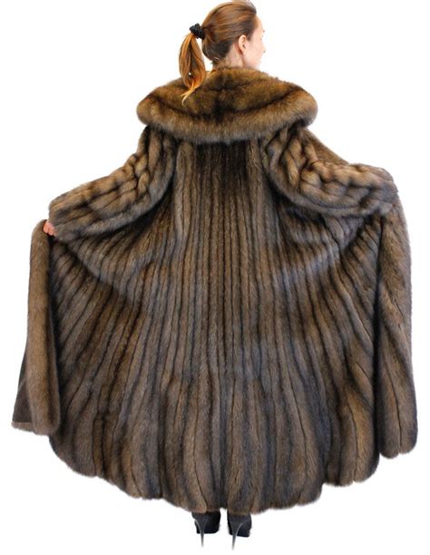 Natural Royal Barguzin Russian Sable Fur Extra Long Coat With Flared T