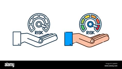 Risk Icon On Speedometer In Hands High Risk Meter Vector Stock