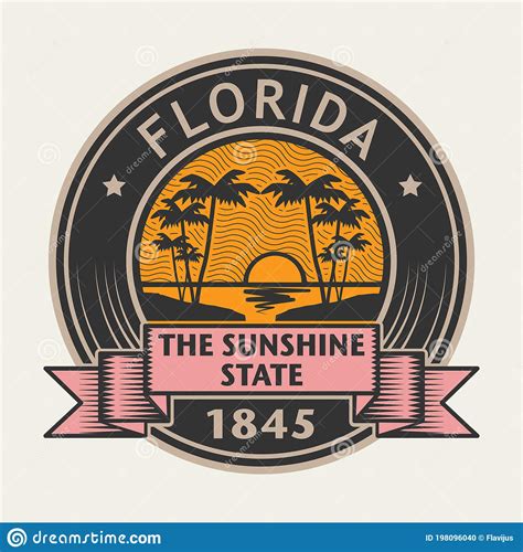 Stamp With Name Of Florida The Sunshine State Stock Vector