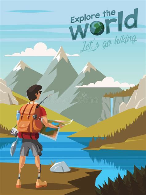 Explore The Worldlet`s Go Hikinga Young Man Hikers Looking At A