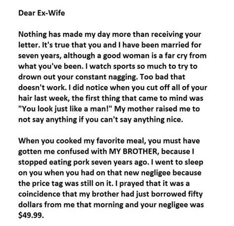 letter from divorced man to wife
