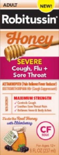 NDC 0031 8771 Robitussin Honey Severe Cough Flu Plus Sore Throat