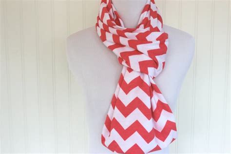 Soft Coral Chevron Infinity Scarf Jersey Knit By Prettyloulou