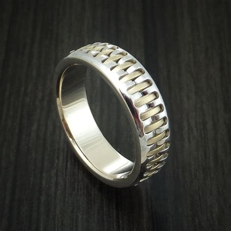14K White and Yellow Gold Band Custom Made Ring | Mens wedding rings