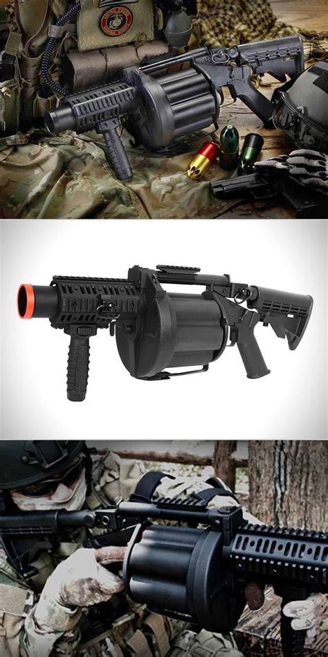 Airsoft Grenade Launcher Can Store 6 Rounds Features Revolving