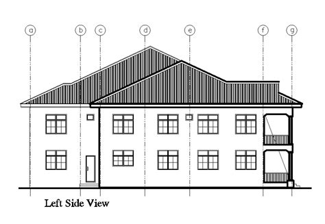 Left Side Elevation Of 22x22m House Plan Is Given In This Autocad