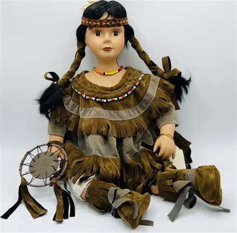 Vintage Porcelain Native American Indian Girl Doll By Ashley Belle 17 Na 1207 15 50 Picclick