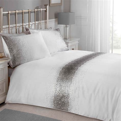 White And Silver Comforter Set Nanshing Sarah 5 Piece Reversible