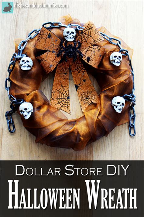 Dollar Store Diy Halloween Wreath Dishes And Dust Bunnies